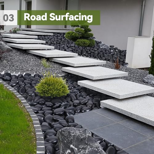 Pulovin 20 lbs Black Stones for Plants Indoor, 3-4 Inch Decorative River Rocks for Plants, Flower Pots, Vase, Polished Garden Stones for Outdoor Landscaping, Walkways, Yard - color: Black 3-4 Inch
