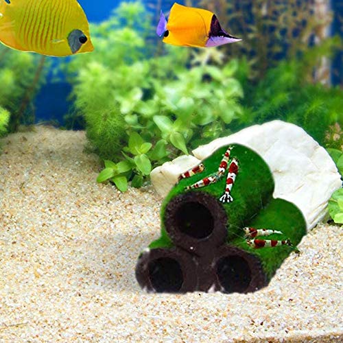 3 Pcs Brown Ceramic Shelters - Shrimp Habitat, Breeding Tube, Cave