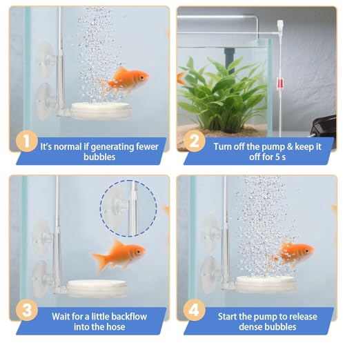 2 Pack Aquarium Air Stone, Fish Tank Bubbler with Suction Cup, Regulating & Check Valve, High Dissolved Nano Bubble Diffuser Decorations for Air Pump Accessories, 2in - color: 2in
