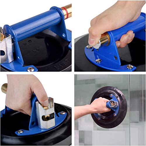 IMT 8" Metal Suction Cup for Glass, Vacuum Pump Suction Cups to Lift Large Glass, with Metal Handle and Brass Pump, 265lbs Load Capacity - size: 8"