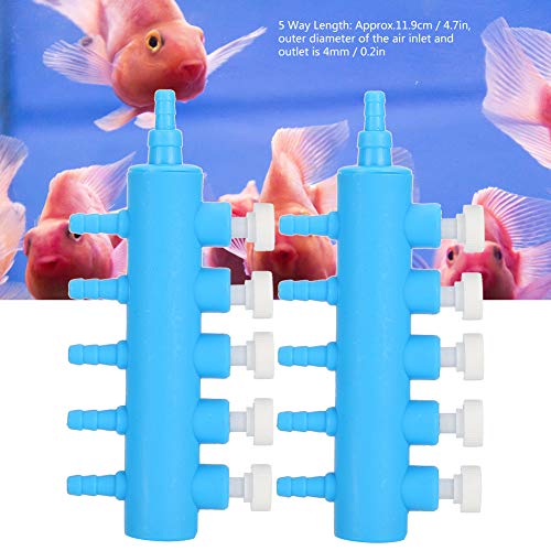 Fishtank Air Splitter, 2pcs Aquarium Air Flowing Control Lever Valve Pipe Distributor Aquarium Oxygen Pump Adapter Accessory 4 Way Outlet Fish Tank Air Splitter (One Minute Five) - size: One minute five, style: One minute five