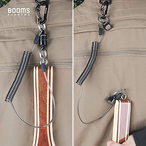 Booms Fishing FF3 7 PCS Fly Fishing Tools Kit, Fishing Knot Tool and Line Clipper Retractor, Magnetic Net Release with Lanyard, Fly Fishing Tippet Spool Holder, Hook Remover Forceps - color: Black