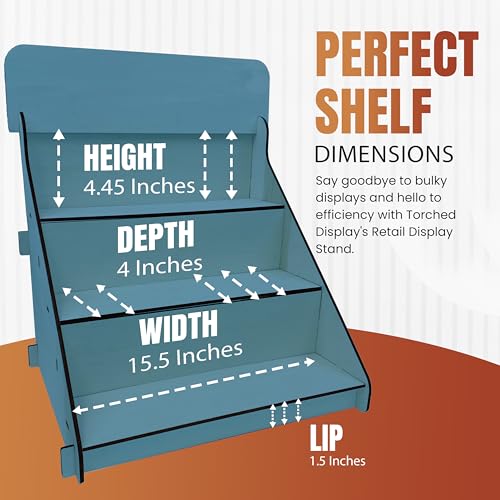 Wooden Portable Retail Table Display Stand Countertop 3 Step Riser Craft Shows, Farmers Markets Tradeshows |No Hardware Assembly Flat Pack Soap Display CBD Jewelry Spices Cups Tumblers Coasters - color: Blue