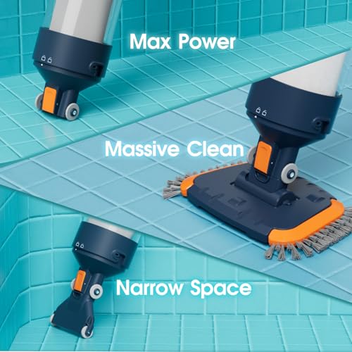 Cordless Pool Vacuum-25 Micron Fluff Ultra Fine Filter, 98inch,True Powerful Suction 18.9GPM,1H Runtime, Handheld Rechargeable Hot Tub Cleaner with Poles for Above Ground&Inground Pool - color: Gray