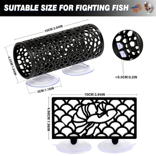 Abizoo Betta Fish Tank Accessories Decorations, Betta Tunnel Swim Tube Black Soft Edged Betta Hammock Bed, Shrimp Guppies Hideout Shelter Toys, Aquarium Moss Ledge - Perfect For Betta Tanks - color: Black