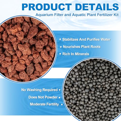 MAQIHAN Lava Rocks for Aquarium - 0.88 Lb Aquarium Rocks Red Volcanic Rock Stones Black Aquatic Soil for Fish Tank Decor Aquascaping Rock Substrate Decorative Landscaping (with 2 Filter Bags)