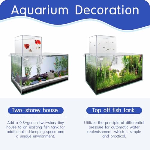 Vacuum Suspended Fish Tank – 0.8 Gallon Negative Pressure Aquarium with Clear Fish Elevator, Auto-Refill Water System, Increases Fish Activity Area & Unique Aquarium Décor