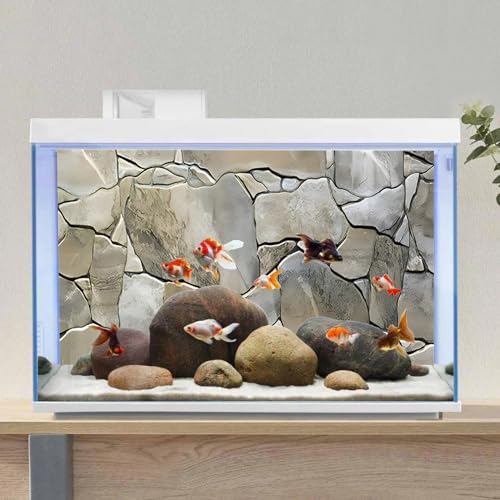 AWERT 36x20 inches White Grey Rocky Terrarium Background Stone Aquarium Background Rock Fish Tank Background - size: 36x20in/90x50cm