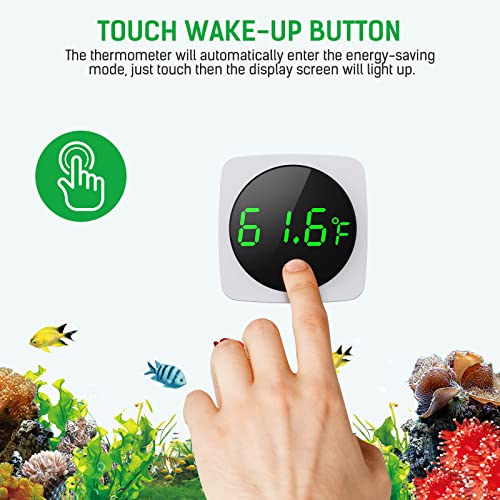 PAIZOO Aquarium Thermometer, LED Digital Fish Tank Thermometer, White | 5s Refresh, High Accurate to ±0.9℉, 8000+ Hours Lifespan, Thermometer for Fish tank, Betta, Axolotl, or Aquatic Pet