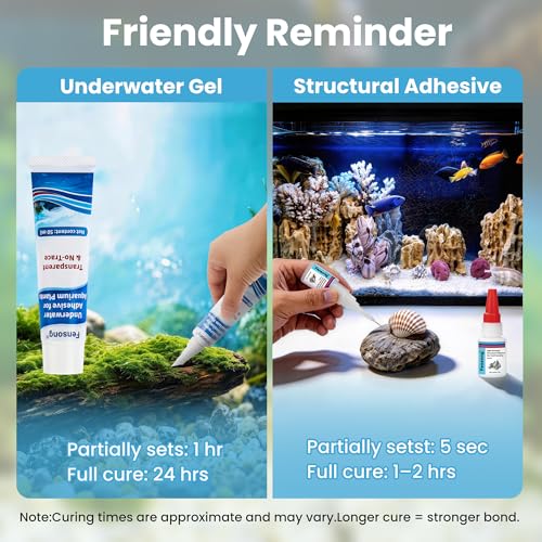 Aquarium Glue Kit – Underwater Gel & Skeleton Gel, Safe for Fish & Plants, Includes Tweezer, Precision Nozzles & Spray Tips, Perfect for Aquascaping & Hardscape