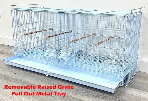 Large White Stackable Breeder Bird Flight Cage Side Breeding Nest Box Door with Center Removable Divider (White, 30"x11"x15"H Lot-4) - color: White