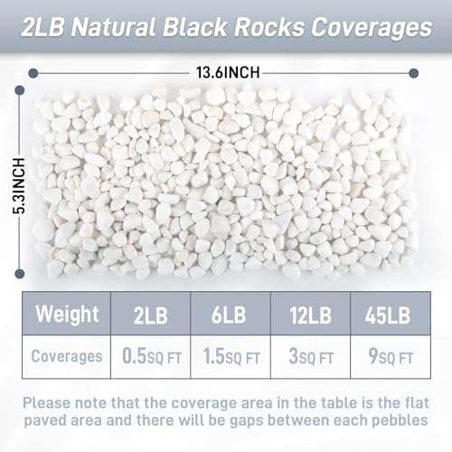 Mulctun 2Lb White Rocks for Plants, 1/4"-3/4" White Pebbles, Decorative Stones for Vases, Small Aquarium Gravel for Fish Tank Garden Rocks for Potted Plants & Home Decor - size: 2 LB