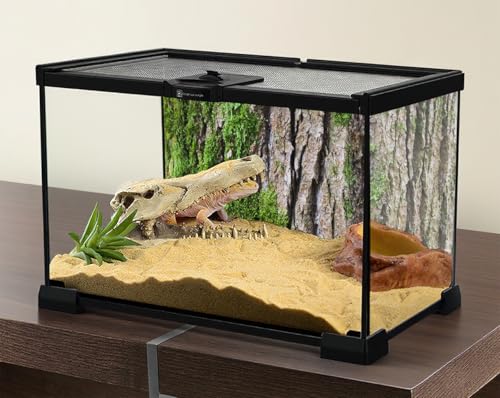 24X12 Inch Tropical Moss & Bark Reptile Tank Background – Realistic Forest Trunk Texture Moisture-Friendly Polyester Backdrop for Dart Frogs & Crested Geckos - size: 24X12in