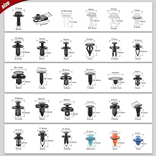 Nilight 1045Pcs Car Push Retainer Clips Auto Fasteners Kit 30 Most Popular Sizes Nylon Bumper Fender Rivets with 5 Fasteners Remover 10 Cable Ties for Toyota GM Ford Honda Chevy - color: 1000Pcs Clips + 45 Remover