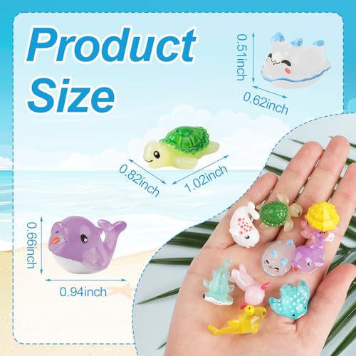 36pcs Mini Ocean Figurines,Tiny Resin Trinkets Fish Tank Decorations Birthday Party Decoration Garden Fairy Accessory