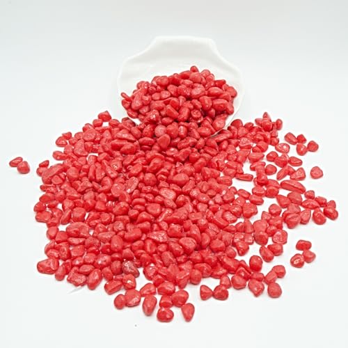 Red Pebbles for Crafts, 0.9 Pound Natural Polished Aquarium Gravel, Decorative Pebbles for Indoor Plants, Turtle Tank, Vase, Succulents Cactus, Garden Landscaping - color: Red