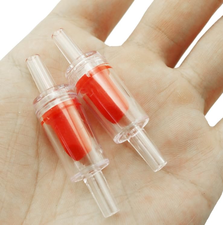 24PCS Red Plastic Check Valve Aquarium Air Check Valve One Way Air Valve Red Clear for Aquarium Air Pump Perfect for Fish Tank Aerator