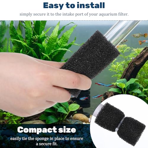 6 Pcs Aquarium Filter Sponge, Pre-Filter Sponge Foam Replacement Filtration Kit, Round Black Foam-Filter, Aquarium Pre Filter-Foam Rolls, Replacement Foam Cover