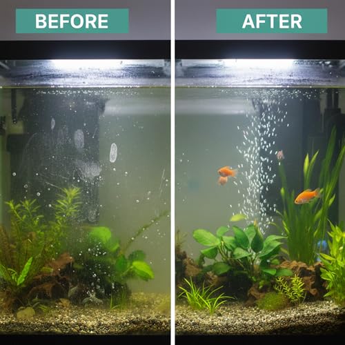 Aquarium Glass Cleaner - Streak-Free, Removes Water Spots & Mineral Deposits, Ammonia-Free, Safe for Acrylic & Plastic, 8oz Spray Bottle with Microfiber Cloth