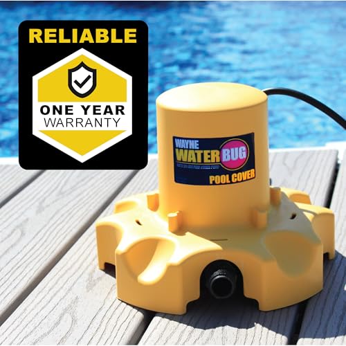 Wayne WaterBUG Automatic Pool Cover Pump – Freeze-Protected Submersible Water Pump for Winter Pool Covers, 1,900 GPH, Above Ground & In-Ground Pools, 25 ft Cord - style: WaterBUG Pool Cover