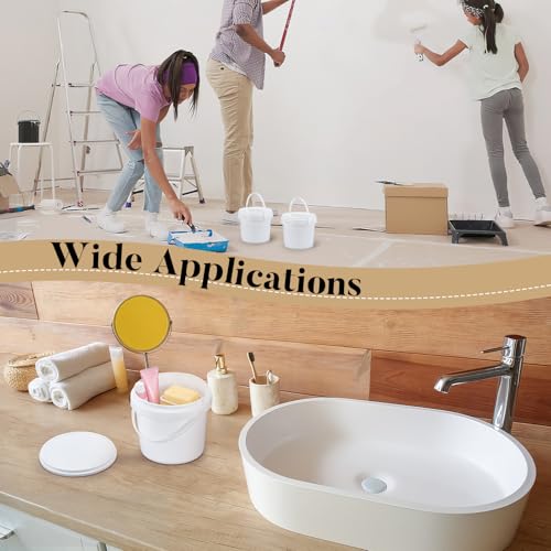 12 Pcs White Plastic Bucket with Lid and Handle, Food Grade Buckets with Lids, Ice Cream Containers Food Safe Bucket for Multipurpose Storage Paint Water Art Crafts Projects (1.58 Quart) - size: 1.58 Quart