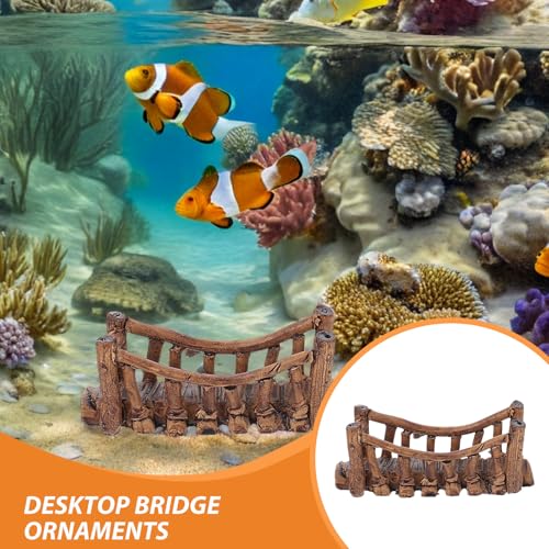 DOITOOL 2PCS Fish Tank Bridge Decoration - Mini Ceramics Bridges - Small Miniature Figurines - Fairy Garden Terrarium Decor Statues for Aquarium Ornaments