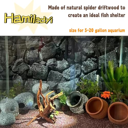 Hamiledyi 5PCS Driftwood for Aquarium 7-9in Natural Reptile Spider Wood Assorted Branches Aquarium Decoration Fish Tank Ornament Decor - size: M:Spiderwood 7-9in 5PCS