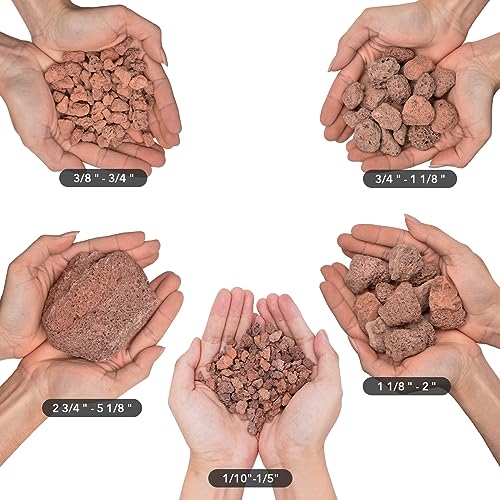 Skyflame 10LB Lava Rocks for Fire Pits, Fire Tables, Fireplaces, Garden Landscaping Decoration, Indoor and Outdoor Use, 1"-2" Natural Sizes, Red - color: Red, size: 1" - 2"