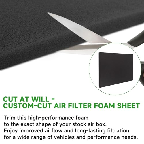65-PPI Motorcycle Foam Filter Material for Uni Filter BF-1 BF1, Air Filter Material Foam Sheet, Cut-to-Size Pre-Filter Sponge Pads for ATV UTV Scooters Dirt Bike Lawn Mower, Black - color: Black