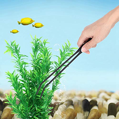 Aquarium Scissors Tweezers Stainless Steel Sharp Trimming Tools for Water Plants Maintenance in Fish Tank Landscape Tank 4 Pieces Set (Bent clamp)