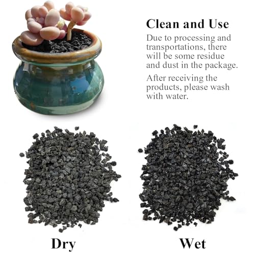 FANTIAN 2 lbs Small Black Lava Rocks for Plants,1/4 Inch Crush Volcanic Rock Pumice Soil Additive for Succulent Aquarium Cactus Bonsai Fire Pits and Garden Landscaping - color: Black Lava Rocks