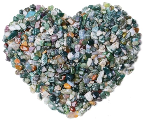 QINJIEJIE Aquatic Agate Crystals Chips Natural Stone Gravel Bulk Crushed Rocks Pieces Polished Quartz Stone 0.55Lbs Decorative Fish Tank Pebbles Vase Filler Irregular Shaped Tumbled Gemstone for Home - color: Aquatic Agate, size: 0.55 Pound