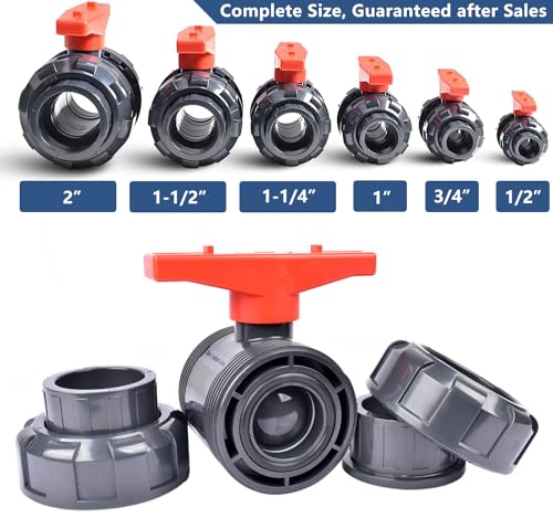 1" UPVC Union Ball Valve, Pool True Union Full Flow Ball Valve for Water System, U.S. ASTM EPDM O-Rings, Rated at 230 PSI, 1 inch Socket (1 inch) - size: 1 Inch (1"), style: Pack of 1
