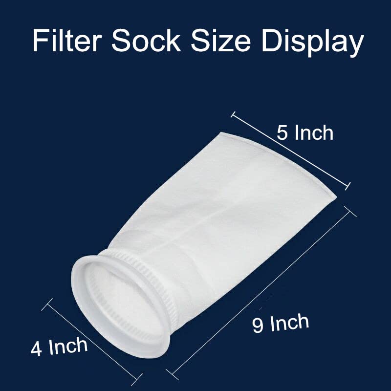 2 Pack 10 Micron 4"x9" Felt Filter Bags, 4 Inch Ring by 9 Inch Long, Liquid Filter Socks Size 3 - size: 10 Micron