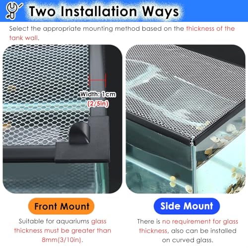 LZMZMQ Magnetic Aquarium Cover Fish Tank Lid, Home Fish Tank Protector from Cats, Square Terrarium Top Covers Anti-Fish Jump Net with Corner Handles(L45xW25cm)