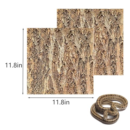 Tfwadmx 2PCS Cork Terrarium Background 11.8” x 11.8” Natural Cork Bark Backdrop Reptile Background Climbing Wall Terrarium Accessories for Lizard, Tortoise, Gecko, Bearded Dragon, Chameleon - size: 2Pcs-11.8” x 11.8”
