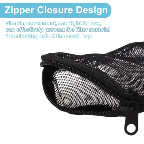 Aquarium Filter Media Bags, Fine Mesh Filter Bags, Mesh Zipper Bags for Activated Carbon Resin Filters, Reusable Fish Tank Filter Bag, 7.1 x 4.7 Inch, Black