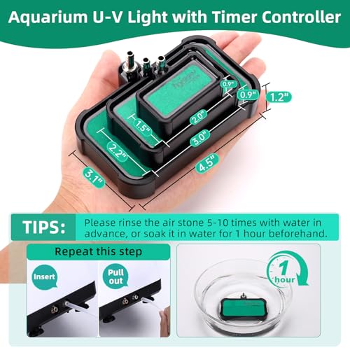 hygger Air Stone for Aquarium: High Dissolved Oxygen Diffuser Kit for Freshwater or Saltwater Fish Tank and Hydroponic Hydroponics Air Pump- 1.5W x 2L Inch 2PCS Air Bubble Stone - size: 2INCH-2PCS