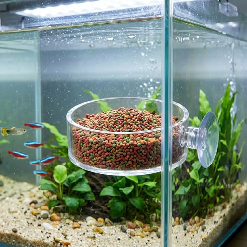 2 Pcs Shrimp Feeding Dish, 65mm Round Aquarium Feeder Dish with Suction Cups Clear Acrylic Fish Tank Feeding Bowls