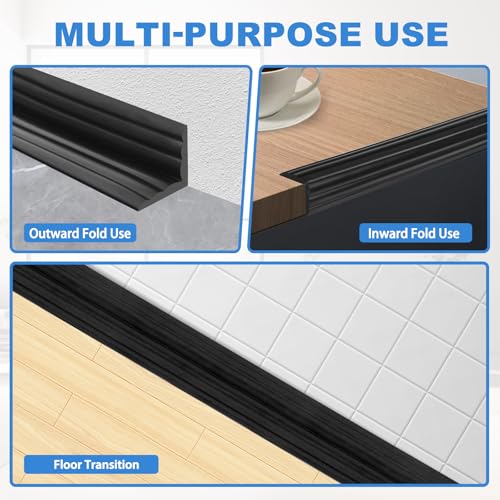 Wall Corner Protector Peel and Stick Corner Trim Molding Flexible Inside & Outside Wall Edge Guard Self Adhesive Moulding Trim for Edge Use, Black, 1.6” W x 20’ L - color: Black, size: 1.6 In x 20 Ft