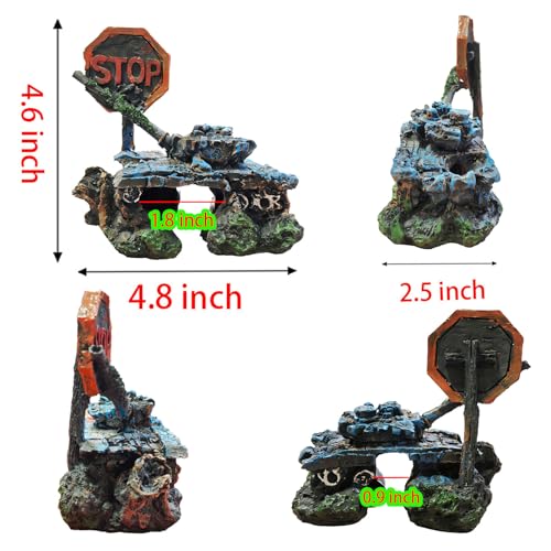 Fish Aquarium Decor Kit, Betta Hideout for Fish Tank - 6 Styles Options | Resin Sunken Tank Ornament, Betta Fish Hideout Cave, 6 Artificial Aquatic Plants, 40+ Seashells & 1 Floating Diver - color: Tank Wreckage