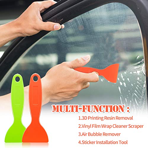 12 Pieces Plastic Spatula Putty Knife Air Bubble Remover Sticker Installation Tool Flexible Paint Scrapers for 3D Printing Resin Removal Vinyl Film Wrap Cleaner (Orange, Green) - color: Orange, Green