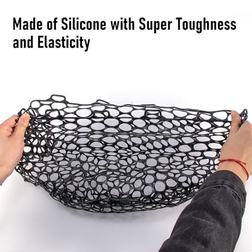 Alwonder Fishing Nets Silicone Replacement Netting, Clear Black Fly Ice Fishing Net Landing Kayak Nets Without Handle for Freshwater Saltwater Foldable Soft Flexible Trout Net Silicone Mesh
