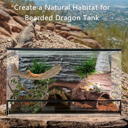 Bearded Dragon Tank Accessories, Reptile Mat Hammock Plants Bridge Jungle Climber Vines Terrarium Decorations for Leopard Gecko Hermit Crab Lizard Snake (10 PCS with Reptile Mat) - color: 10 Pcs With Reptile Mat