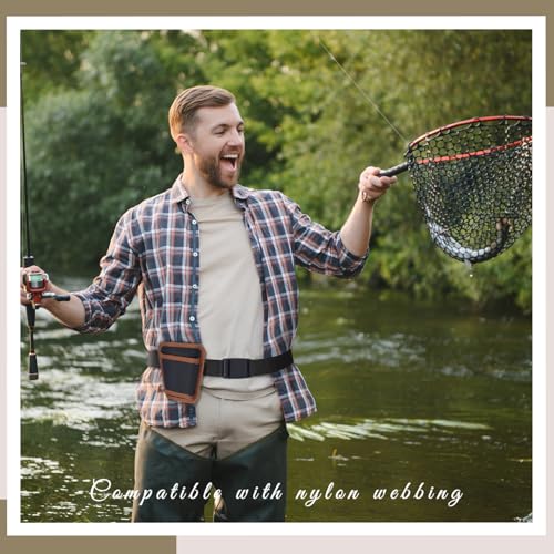 Chunful Fly Fishing Net Holder Adjustable Belt Mounted Landing Net Holster Hands Free Waist Holder for Fishnet Racquet Fishing Gear Racket
