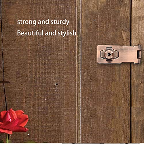 2 Packs Keyed Hasp Locks Twist Knob Keyed Locking Hasp for Small Doors, Cabinets and More,Stainless Steel Steel, Hasp Lock Catch Latch Safety Lock Door Lock with Keys (4inch, Copper) - color: Copper, size: Straight 4 Inch