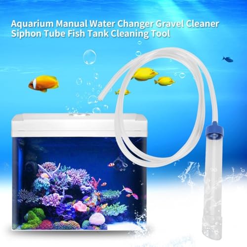 4.92ft Transparent PVC Siphon Tube Aquarium Water Changer Tidyning Manual Gravel Cleaning Water Filter for 30L Small Fish Tank