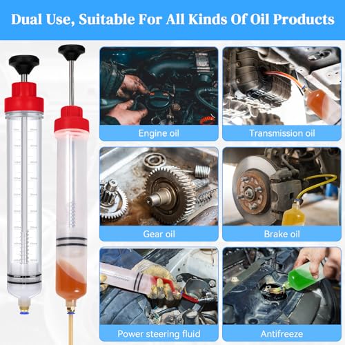 Gisafai 500cc Fluid Extractor Automotive Pump Manual Oil Extractor Pump Syringe for Gasoline Hand Cleaner for Power Steering, Hydraulic Fluid(Red) - color: Red, size: 500cc