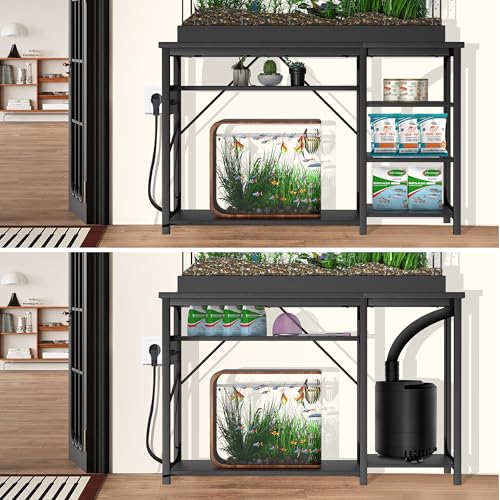 40-50 Gallon Fish Tank Stand: Heavy Duty Aquarium Stand with Power Outlets and Cabinet for Fish Tank Accessories Storage - Metal Frame, 1000LBS Capacity, Suitable for Fish & Reptile Terrariums