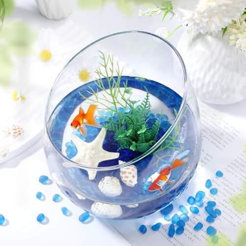 SUREAM Small Aquarium Rocks, 0.8 LB Fish Tank Pebbles for Aquarium, Bulk Sea Glass for Terrarium Vase Filler Home Decor and DIY Crafts (Aquamarine) - color: Aquamarine